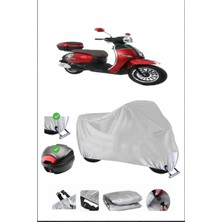 Kuba Brilliant 50 Plus Için Arka Çanta Ve Kilit Uyumlu Gri Motosiklet Branda, Güvenli