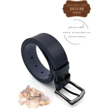 Sermoda 38 mm Vegetal Deri Düz Kot Kemeri Lacivert