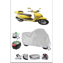 Kuba Brilliant 50 Için Arka Çanta Ve Kilit Uyumlu Gri Motosiklet Branda, Güvenli
