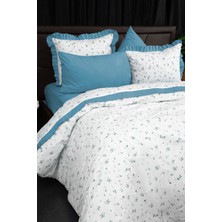 Floria Fırfırlı Çift Kişilik NevresimTakımı-Mavi