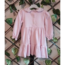 Butik Kız Çocuk Çiçek Yakalı Elbise Fiyonklu