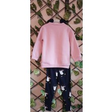 Butik Kız Çocuk Penguen Baskılı Alt Üst Tayt Takım