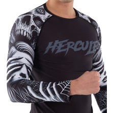 Hercules Fight Gear Siyah Uzun Kollu Rashguard - Unisex Dövüş ve Antrenman Üstü  (Bjj, Mma, Kick Boks, Crossfit, Fitness)