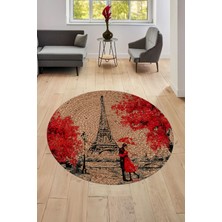 Carmine Carpet Dijital Baskılı Dekoratif Yıkanabilir Yuvarlak Kaymaz Taban Halı