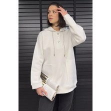 Gülseli Kadın Çift Cepli Kapüşonlu Üç Iplik Şardonlu Sweatshirt