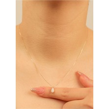 1,40  gr (Gram)   Damla Opal Taşlı  Kolye  45 cm 14 Ayar Altın