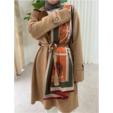 Aselim Hijap Moda Süet Yumuşak Kemerli Ceket-Trençkot Kap Kahve