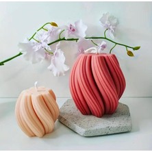 Dekoratif Oval Spiral El Yapımı Mum | Doğal Soya Wax | 9x9  cm