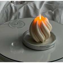 Dekoratif Oval Spiral El Yapımı Mum, Doğal Soya Wax 7x7  cm