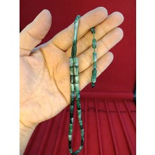 Anemore Collection Toz Kehribar Tesbih Kesme Kesim Yeşil Beyaz Renkli Sistemli 11MMX5MM Özel Ölçü