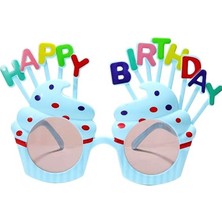 Beysüs Happy Birthday Parti Gözlük Cupcake Temalı Mavi