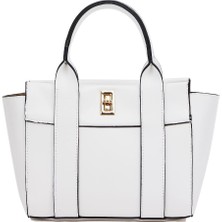 Beyaz Kadın Mini Tote El ve Omuz Çantası