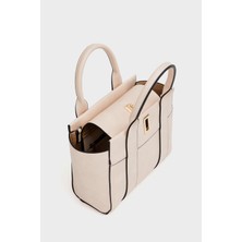 Krem Kadın Mini Tote El ve Omuz Çantası