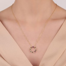 Cecilia Jewellery Cecilia Jewellery, Gökkuşağı Kolye, Zirconia Renkli Taşlı Kolye, 18 Ayar Altın Kaplama Kolye, 925 Ayar Gümüş Kolye,zirconia Ametist Kolye, Zirconia Zümrüt  Kolye