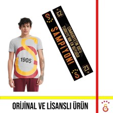 Galatasaray Lisanslı Büyük Logolu Gri T-Shirt ve 23 Şampiyonluk Şal Atkı