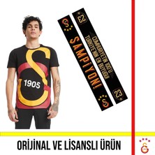 Galatasaray Lisanslı Siyah Büyük Logolu T-Shirt ve 23 Şampiyonluk Şal Atkı