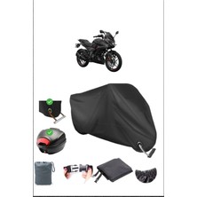 Bajaj Pulsar F 250 Için Arka Çanta Ve Kilit Uyumlu Siyah Motosiklet Branda, Güvenli