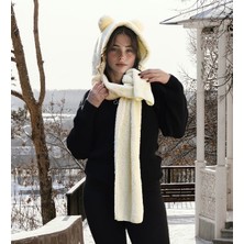 Özgüner Oyuncak Pababo Soğuk Havalara Karşı Koruma: Kapşonlu Welsoft Peluş Bere - Atkılı - Polar Boyunluk