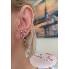 Bylin 925 Ayar Gümüş Yılan Küpe - 1 Çift