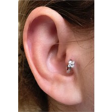 Bylin 925 Ayar Gümüş Dört Yapraklı Çiçek Mini Halka Piercing- 6 Mm- 1 Adet