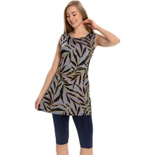 Sıfır Kol Taytlı Yarı Kapalı Mayo 151-502 Gri