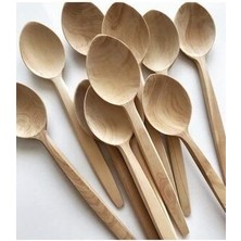 12 Adet 22 cm Şimşir Yemek Kaşığı, Şimşir Büyük Mama Kaşığı, Tahta Kaşık