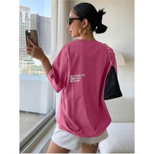 Mercoledi Kadın Cherısh Tıme Effect Baskılı Oversize Salaş T-Shirt Boyfriend