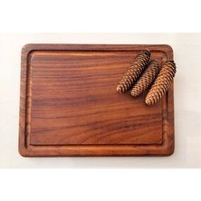 Irokoağacı Dayanıklı Büyük Boy Masif Ahşap Servis Sunum Steak ve Kesme Tahtası 46X34X2,2