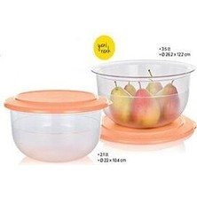 Kristalin Serisi Servis ve Saklama 2.1 Lt ve 3.5 Lt 2 Li Set Turuncu