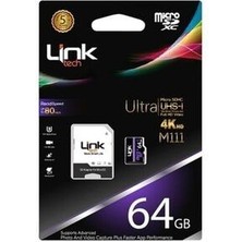 The Loggia Link Tech 64 GB Ultra 4K M111 Hafıza Kartı Hız Parametreleri ve Uyumluluk Sertifikaları ile