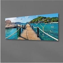 Yatay Yandan Saatli Sanat ve Doğa Temalı Cam Tablo 011