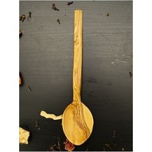 Doğal Ahşap Büyük Boy Tek Parça 30 cm Kaşık Zeytin Ağacı El Yapımı
