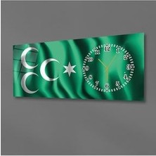 Yatay Yandan Saatli Vatan Temalı Cam Tablo 010