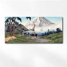 Yatay Ortadan Saatli Sanat ve Doğa Temalı Cam Tablo 005