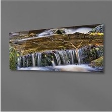 Yatay Yandan Saatli Sanat ve Doğa Temalı Cam Tablo 050