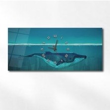 Yatay Ortadan Saatli Sanat ve Doğa Temalı Cam Tablo 018