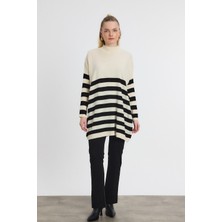 Rays 5325 Kalın Çizgili Tunik Ekru