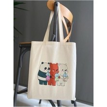 Kafadar Ayıcıklar Baskılı Bez Çanta