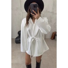 Kadın Yeni Sezon Kuşaklı Bağlama Detay Oversize Ceket