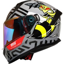 M-910 Bee Güneş Vizörlü Kask (Kırmızı Camlı)