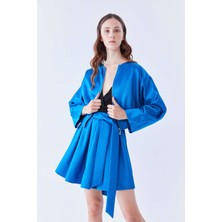 Beli Lastikli Bomber Kadın Ceket Petrol-Mavi K2216504_291