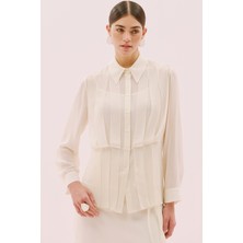 Şerit Detaylı Uzun Kollu Gömlek Ekru Y2513524_049