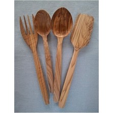 Zeytin Ağacı Mutfak Seti 4'lü, Iki Kaşık, Bir Çatal, Bir Spatula