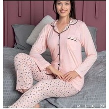 Ceket Yaka Düğmeli Kadın Pijama Takımı
