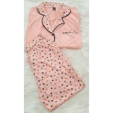 Ceket Yaka Düğmeli Kadın Pijama Takımı