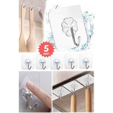5 Adet Mont Askılık Kanca Şeffaf Güçlü Kendinden Yapışkanlı Duvar Askıları Kanca Mutfak Çok Amaçlı