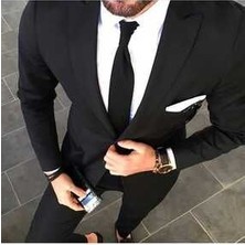 By Joseph Siyah Slim Fit Yelekli Erkek Takım Elbise
