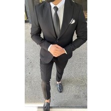 By Joseph Siyah Slim Fit Yelekli Erkek Takım Elbise
