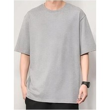 Unisex Gri Düz Renk Tişört