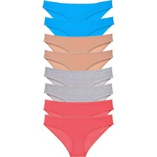 Mbb E-Ticaret 8 Adet Süper Eko Set Likralı Kadın Slip Külot Ten Gri Fuşya Mavi